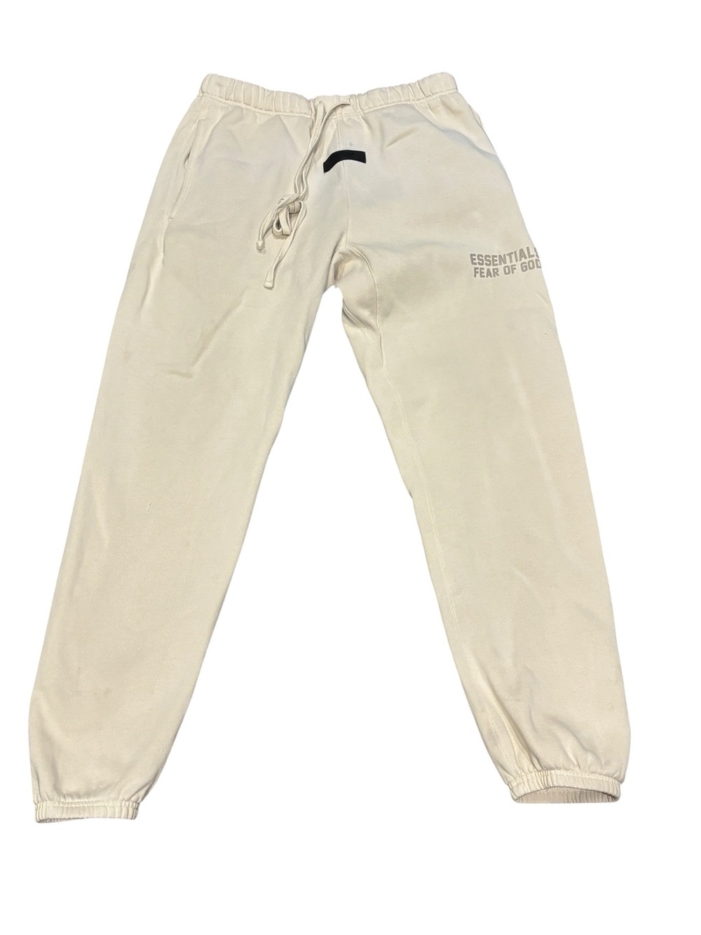 Fear of God Essentials Sweatpants Small Cream Fleece Joggers Logo Beige casual